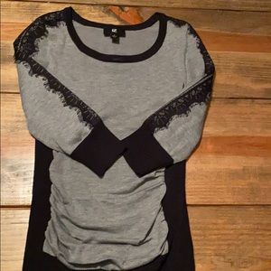 Lace detailed ruched sides women’s sweater